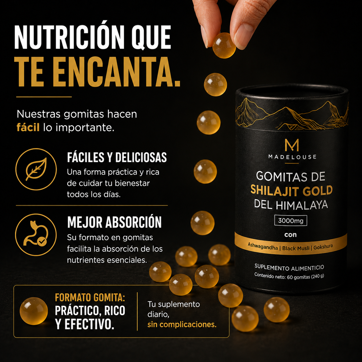 Gomitas de Shilajit Puro del Himalaya | Potencia tu sexualidad